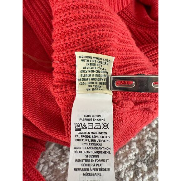 LL Bean Petites Size S Open Front Knit Cardigan Sweater Red Long Sleeve Outdoor - Picture 7 of 8